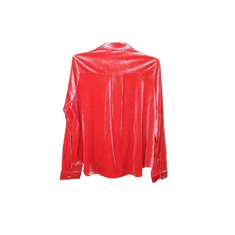 New Easel Los Angeles Coral Velvet Button Down Shirt M Oversized Long Sleeve - Picture 3 of 15